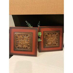 Hobby Lobby 2 Red Brown Square Wall Decor Pictures